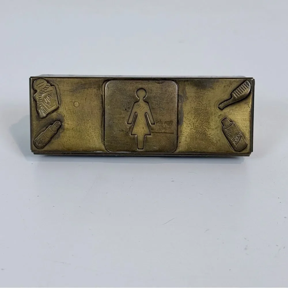 Vintage Brass Lipstick Holder with Mirror 1930-40s